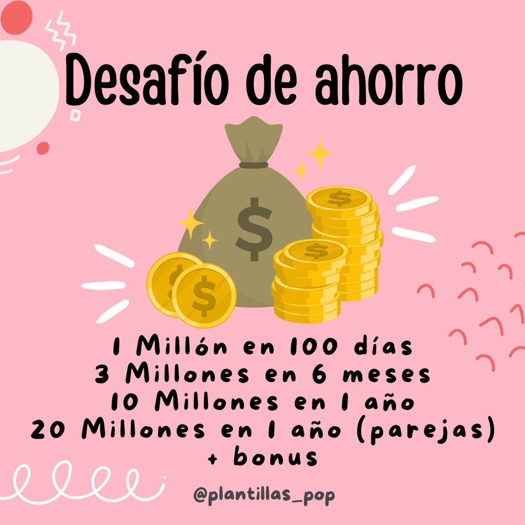 Desafío de ahorro Diario! (4 Plantillas)