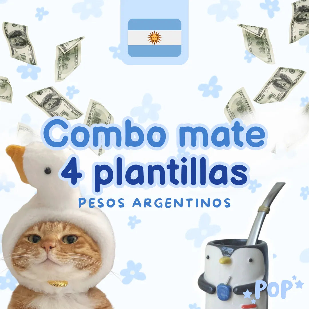 Combo de 4 plantillas de ahorro en pesos argentinos para imprimir